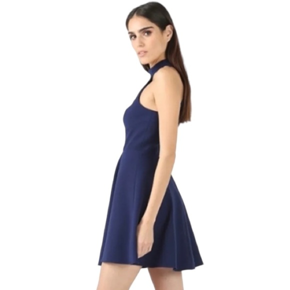Jay Godfrey Navy Blue Cutout Halter Neck Skater Cocktail Dress Women’s 4 - Picture 3 of 14